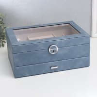 Шкатулка кожзам для украшений "Кабрина" синяя 30,5х20х13,5 см Шкатулка кожзам для украшений "Кабрина" синяя 30,5х20х13,5 см