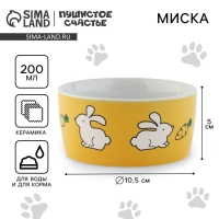 Миска керамическая &laquo;Пушистый кролик&raquo;, 200 мл, для грызунов