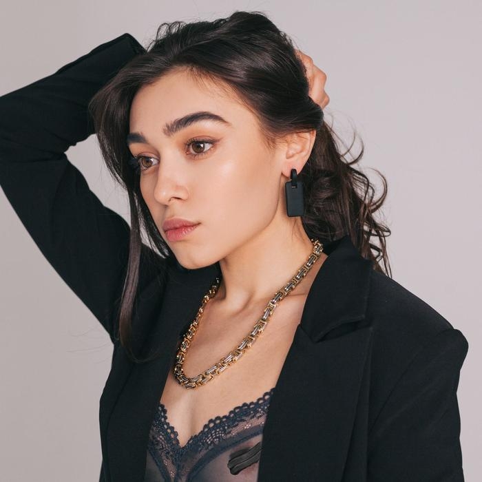 Серьги металл &laquo;Прямоугольник&raquo; плита, цвет чёрный