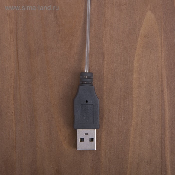 Гирлянда &laquo;Нить&raquo; 3 м с насадками &laquo;Ёлки&raquo;, IP20, прозрачная нить, 20 LED, свечение мульти (RG/RB), мигание, USB