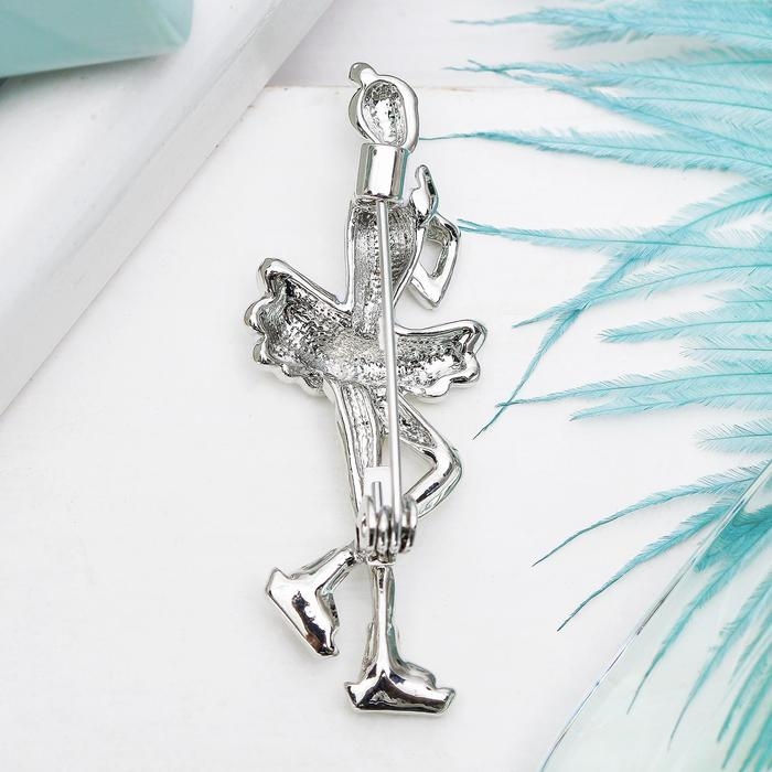 Брошь &laquo;Фигуристка&raquo;, цвет белый в серебре