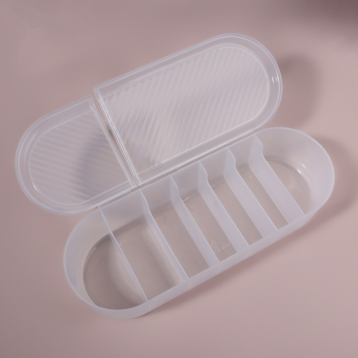 Органайзер для хранения, с крышкой, 7 секции, 28 × 10,5 см, цвет прозрачный Органайзер для хранения, с крышкой, 7 секции, 28 × 10,5 см, цвет прозрачный