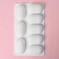 Форма для муссовых десертов и выпечки Доляна &laquo;Раузи&raquo;, 30&times;17,5&times;3,5 см, 8 ячеек (8,7&times;4,7 см), цвет белый