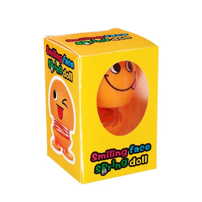 Смайл на пружинке, на панель в авто, язык, желтый Смайл на пружинке, на панель в авто, язык, желтый