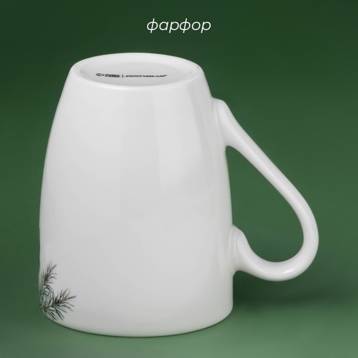 Кружка для чая фарфоровая Доляна &laquo;Рождественский вечер&raquo;, 330 мл, цвет белый