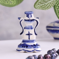 Подсвечник гжель &laquo;Надежда&raquo; бело-синий, керамика,