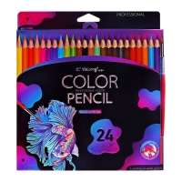 Карандаши акварельные 24 цвета, в картонной коробке, треугольные, дер,с кис,Животные МИКС