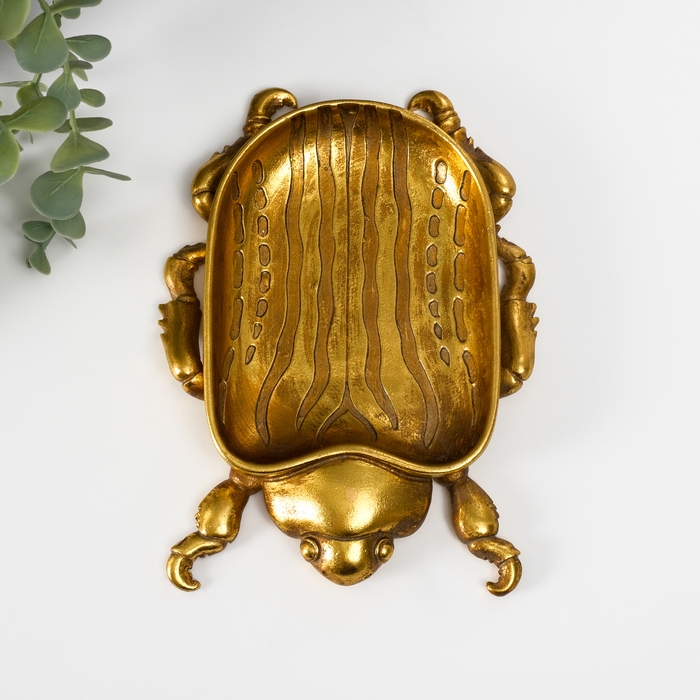 Подставка интерьерная полистоун "Жук скарабей" золото 19,5х14,5х2,5 см