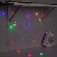 Гирлянда &laquo;Нить&raquo; 3 м с насадками &laquo;Снежинки малые&raquo;, IP20, прозрачная нить, 20 LED, батарейки AAх3 (нет в комплекте), свечение мульти