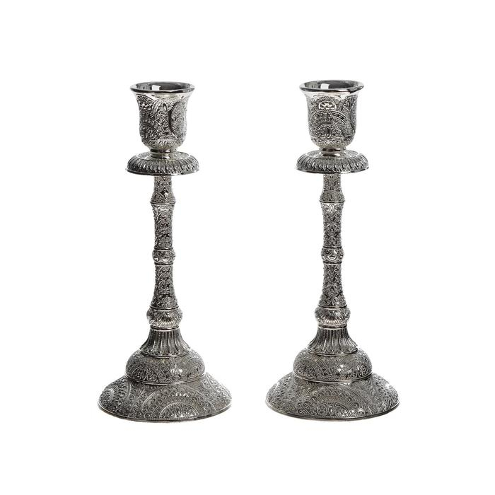 Подсвечник металл "Великолепный век" набор 2 шт цвет серебро 19х8х8 см
