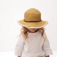 Шляпа для девочки MINAKU "Куколка", размер 50, цвет бежевый Шляпа для девочки MINAKU "Куколка", размер 50, цвет бежевый