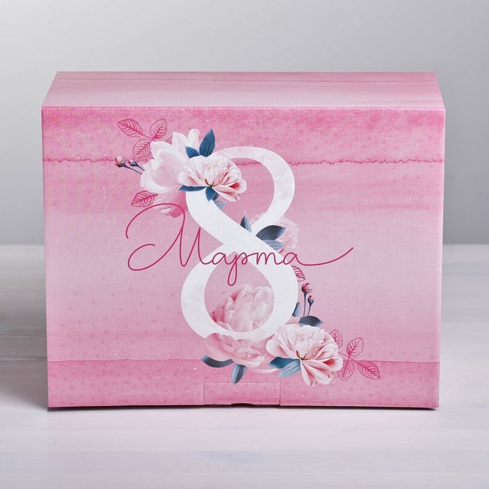 Коробка‒пенал, упаковка подарочная, &laquo;С 8 Марта!&raquo;, 30 х 23 х 12 см