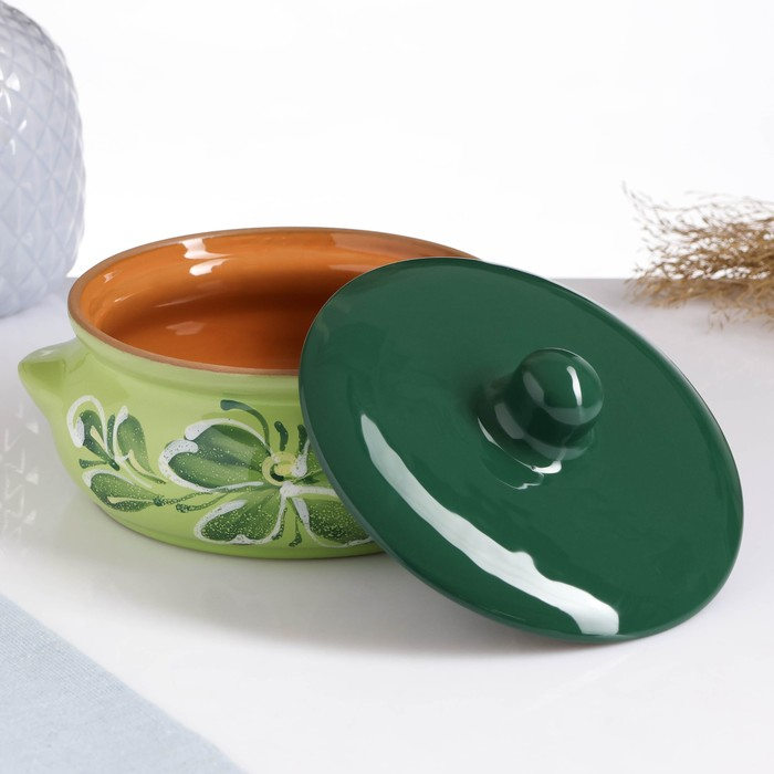 Горшок керамический для запекания Горшок керамический для запекания "Борисовский" 0,7л / 15х9см, зеленый