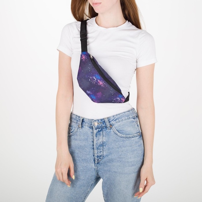 Поясная сумка на молнии, наружный карман, цвет фиолетовый Поясная сумка на молнии, наружный карман, цвет фиолетовый