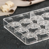 Форма для конфет и шоколада KONFINETTA &laquo;Восход&raquo;, 27,5&times;17,5&times;2,5 см, 21 ячейка 2,5&times;2,5&times;1 см, цвет прозрачный