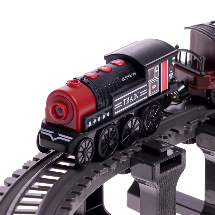 Железная дорога &laquo;Ретро&raquo;, работает от батареек, световые и звуковые эффекты, детская