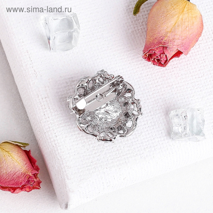 Брошь &laquo;Овал&raquo; царский, цвет белый в серебре