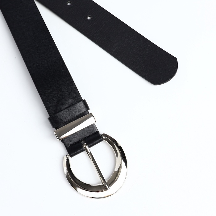 Ремень женский, ширина 3,3 см, пряжка металл, цвет чёрный