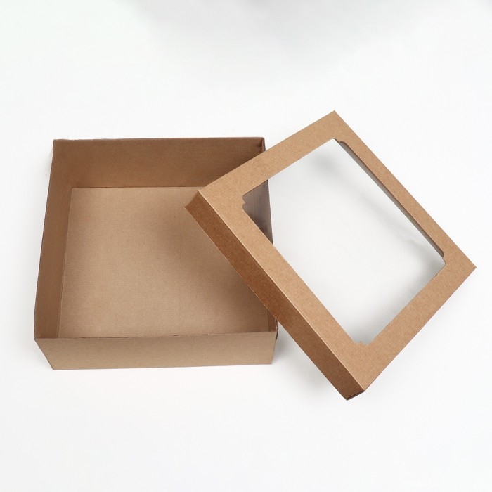 Коробка самосборная,с окном, бурая, 30 х 30 х 12 см