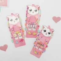 Комплект детский &laquo;Выбражулька&raquo; 4 предмета: 2 заколки, бусы, браслет, бабочки, цветной