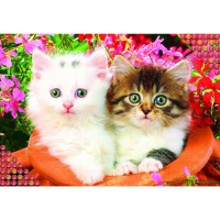 Алмазная мозаика с полным заполнением на холсте &laquo;Котята&raquo;, 22 х 32 см