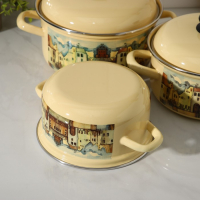 Набор эмалированных кастрюль «Старый город», 3 предмета: 1,5 л, 2 л, 3 л, индукция Набор эмалированных кастрюль «Старый город», 3 предмета: 1,5 л, 2 л, 3 л, индукция