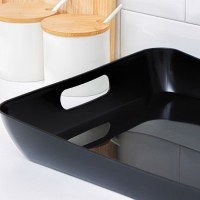 Поднос с ручками, 42,2&times;28,2&times;5,2 см &laquo;Рондо&raquo;, цвет черный