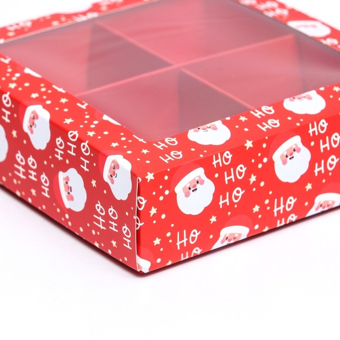 Новый год. Коробка под 4 конфеты, 12,6 х 12,6 х 3,5 Новый год. Коробка под 4 конфеты, 12,6 х 12,6 х 3,5 "Дед Мороз" , кондитерская упаковка