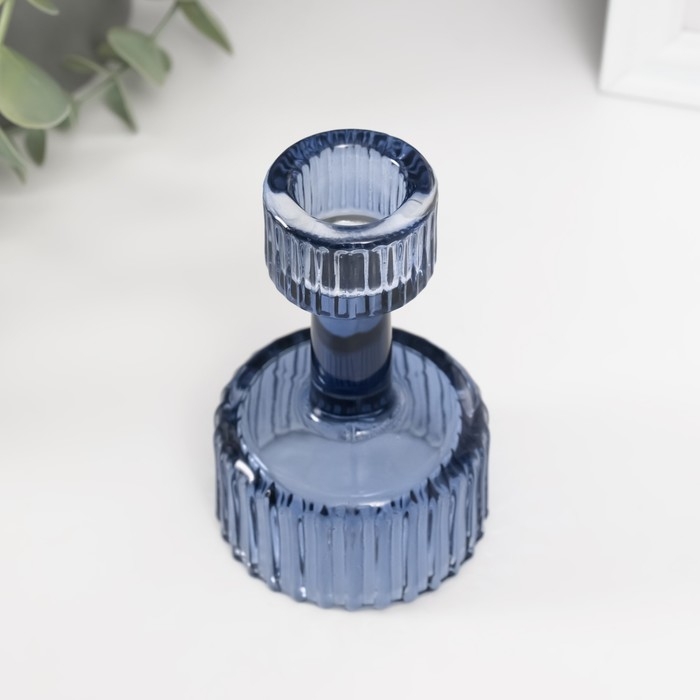 Подсвечник стекло на 1 свечу Подсвечник стекло на 1 свечу "Кубок" синий d=2,5 см 6х6х10 см