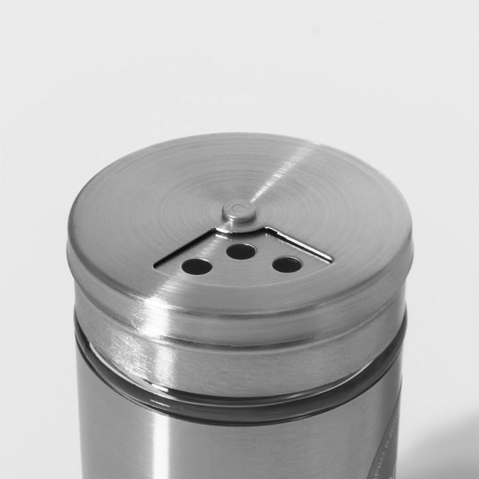 Солонка стеклянная Доляна &laquo;Стиль&raquo;, 130 мл, 5&times;8 см, цвет серебряный