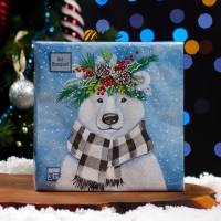 Новогодние салфетки бумажные Art Bouquet &laquo;Новогодний мишка&raquo;, 3 слоя, 33х33, 20 шт.