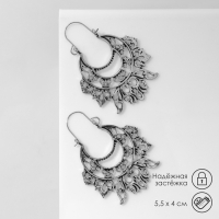 Серьги металл &laquo;Восток&raquo; лотос крупный, цвет чернёное серебро