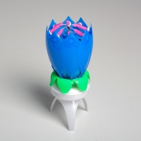 Свеча для торта музыкальная "Тюльпан", крутящаяся, синяя, 14,5&times;6 см