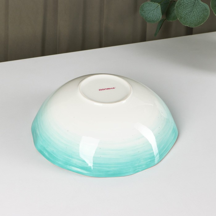 Салатник фарфоровый Доляна &laquo;Млечный путь&raquo;, 1,4 л, d=22 см, цвет бирюзовый