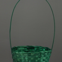 Корзина плетёная, 20&times;20&times;9 см, ручка h=25 см, бамбук, зелёная