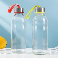 Бутылка для воды стеклянная &laquo;Лидо&raquo;, 500 мл, h=22,5 см, цвет ремешка МИКС