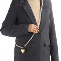 Портупея жемчужная с кулоном &laquo;Сердце&raquo;, 129 см, белая в золоте