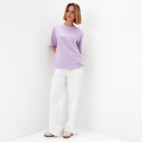 Футболка женская оверсайз MINAKU: One Most Brand цвет сиреневый, размер 48