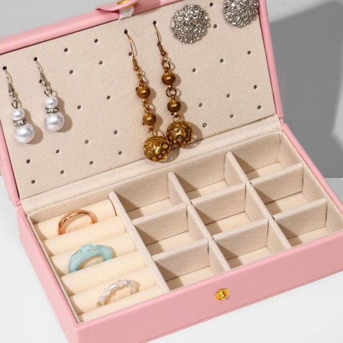 Подставка для украшений &laquo;Шкатулка&raquo; раздвижная, 17&times;9,5&times;6, цвет розовый