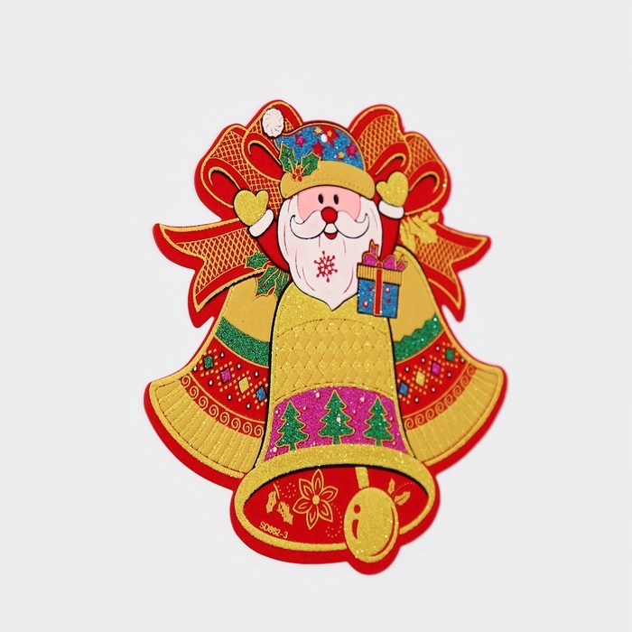 Декоративная наклейка Декоративная наклейка "Дед мороз и колокольчики" 21,5х22 см