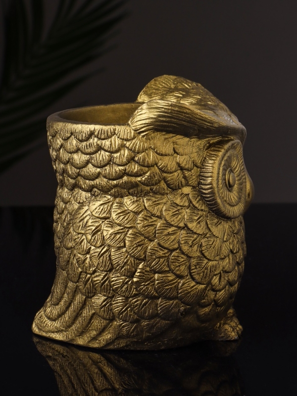 Кашпо "Совушка" 11х10х10 см, цвет латунь