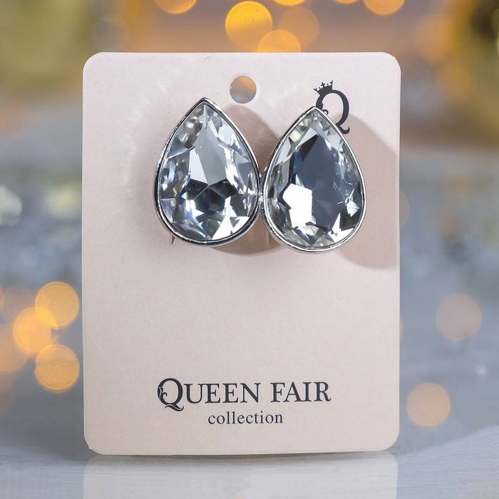 Клипсы &laquo;Вечеринка&raquo; капли, цвет белый в серебре