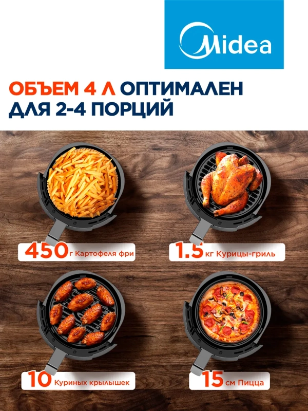 Аэрогриль MAF-1040, чаша 4л, 1500 Вт, 8 автопрограмм, сенсор