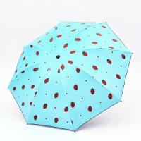 Зонт механический «Ягоды», эпонж, 4 сложения, 8 спиц, R = 49/55 см, D = 110 см, цвет голубой Зонт механический «Ягоды», эпонж, 4 сложения, 8 спиц, R = 49/55 см, D = 110 см, цвет голубой