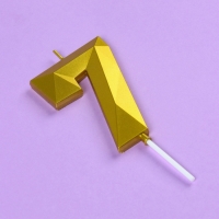 Свеча ГИГАНТ в торт на шпажке &laquo;Грань&raquo;, цифра "7", золотая, 9 см