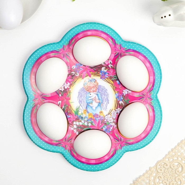 Пасхальная подставка на 6 яиц &laquo;Ангел&raquo; на пасху, 21,5 х 19.9 см.