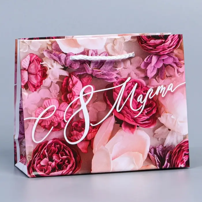 Пакет подарочный ламинированный, упаковка, &laquo;С 8 марта&raquo;, S 12 х 15 х 5.5 см