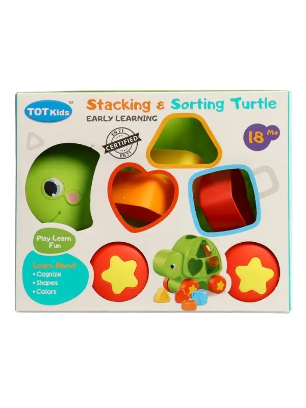 Развивающий сортер "Черепашка" с циферблатом, на колесиках