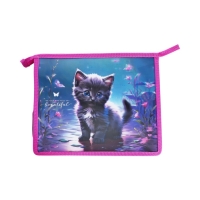 Папка для тетрадей А5, 243x200x80 мм, deVENTE "Beautiful Cat", молния сверху, пластиковая, для девочки