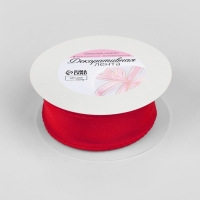 Лента капроновая &laquo;Волна&raquo;, с блеском, 40 мм, 10 &plusmn; 1 м, цвет красный №2